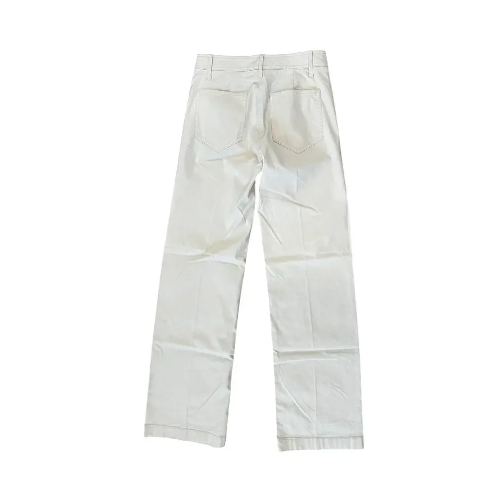 J.Crew Tall Wide Leg Trouser Chino Natural Cream Minimalist Stretch T26